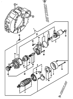  Двигатель Yanmar 3TNV88-BDWL, узел -  Стартер 