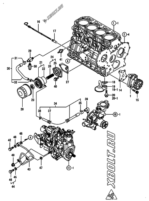  Система смазки двигателя Yanmar 4TNV88-BDGPF