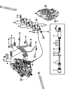  Двигатель Yanmar 4TNV88-BDGP, узел -  Форсунка 