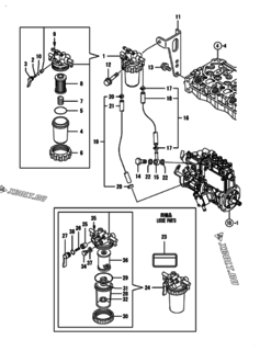  Двигатель Yanmar 3TNM68-ASAT, узел -  Топливопровод 