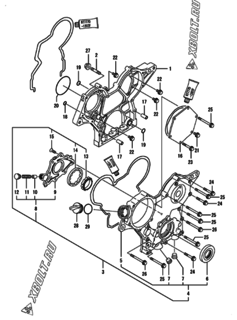  Двигатель Yanmar 3TNV70-PHB, узел -  Корпус редуктора 