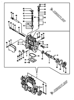  Двигатель Yanmar 3TNV70-PHB, узел -  Топливный насос высокого давления (ТНВД) 