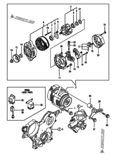  Двигатель Yanmar 3TNV70-PHB, узел -  Генератор 