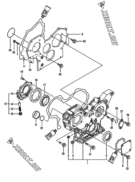  Корпус редуктора двигателя Yanmar 3TNV82A-PDB