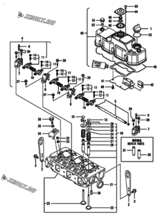  Двигатель Yanmar 3TNV82A-PDB, узел -  Головка блока цилиндров (ГБЦ) 