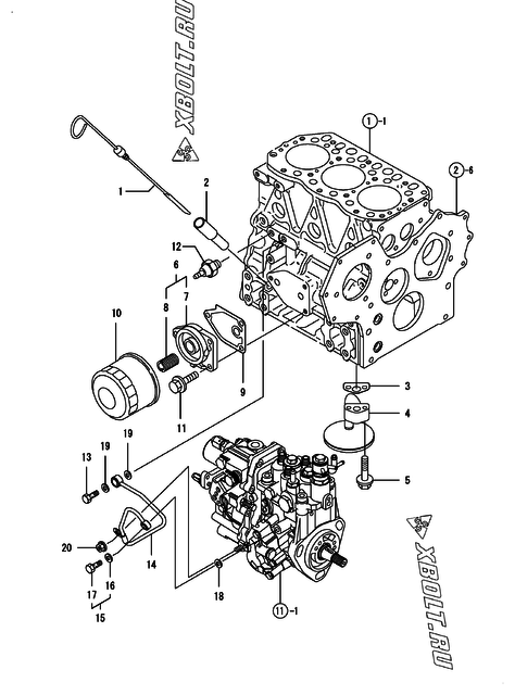  Система смазки двигателя Yanmar 3TNV82A-PDB