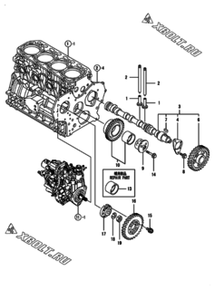  Двигатель Yanmar 4TNV88-BPIKA1, узел -  Распредвал и приводная шестерня 