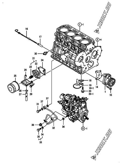  Система смазки двигателя Yanmar 4TNV88-BPIKA1