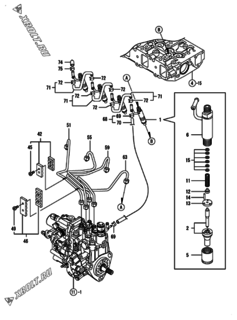  Двигатель Yanmar 4TNV88-BPIKA1, узел -  Форсунка 