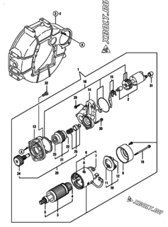  Двигатель Yanmar 4TNV88-BPIKA1, узел -  Стартер 