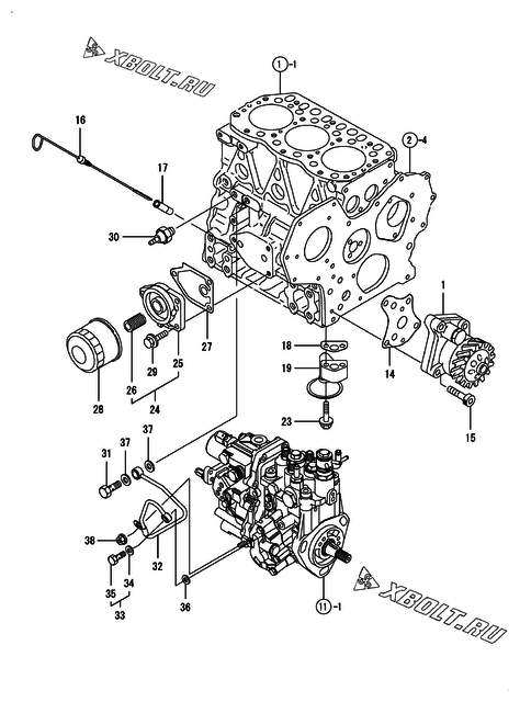  Система смазки двигателя Yanmar 3TNV82A-BNBK