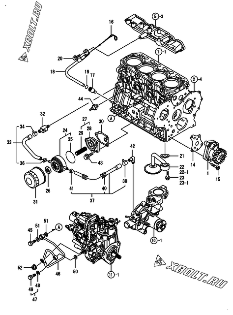  Система смазки двигателя Yanmar 4TNV88-BDWL