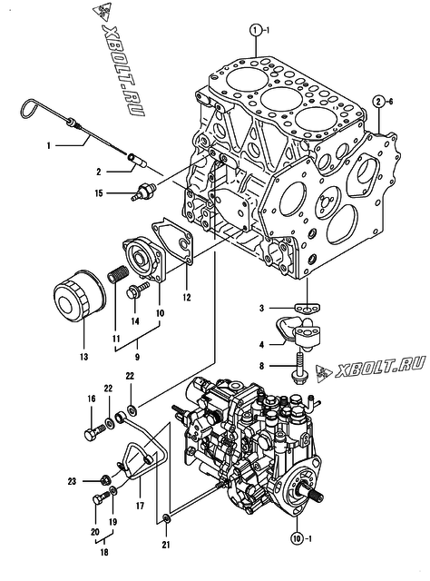  Система смазки двигателя Yanmar 3TNV82A-XKMR