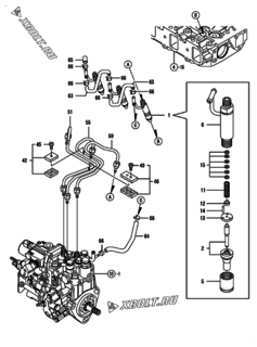  Двигатель Yanmar 3TNV82A-XKMR, узел -  Форсунка 