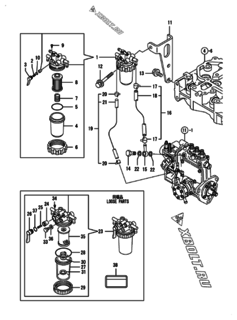  Двигатель Yanmar 3TNV70-HMF, узел -  Топливопровод 