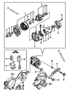  Двигатель Yanmar 3TNV70-HMF, узел -  Генератор 