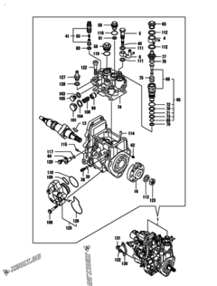  Двигатель Yanmar 4TNV88-BDYE2, узел -  Топливный насос высокого давления (ТНВД) 