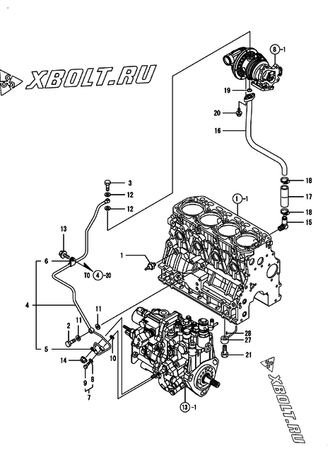  Система смазки двигателя Yanmar 4TNV84T-BGGEH