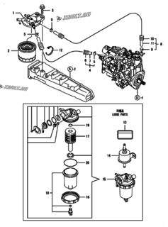  Двигатель Yanmar 4TNV84T-BGGEH, узел -  Топливопровод 