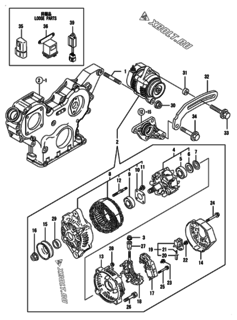  Двигатель Yanmar 4TNV84T-BGGEHR, узел -  Генератор 