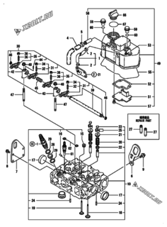  Двигатель Yanmar 2TNE68-CMC2, узел -  Головка блока цилиндров (ГБЦ) 