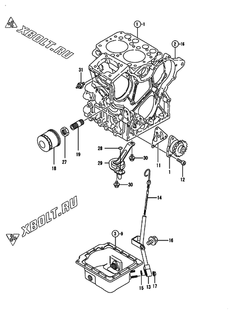  Система смазки двигателя Yanmar 2TNE68-CMC2