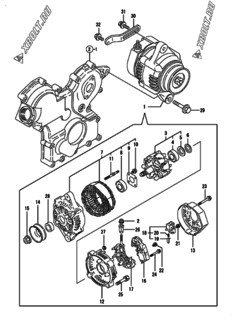  Двигатель Yanmar 2TNE68-CMC2, узел -  Генератор 