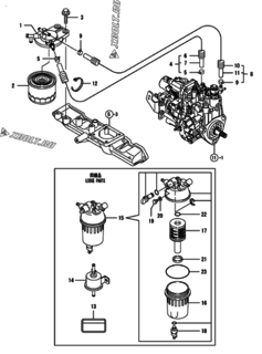 Двигатель Yanmar 4TNV88-BKGWL, узел -  Топливопровод 