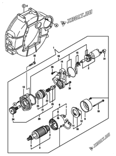  Двигатель Yanmar 4TNV88-BKGWL, узел -  Стартер 