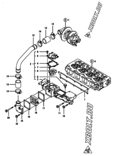  Двигатель Yanmar 4TNV98T-ZXCR, узел -  Впускной коллектор 