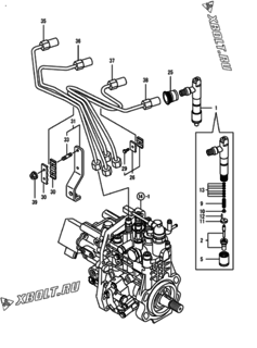  Двигатель Yanmar 4TNV98T-ZXCR, узел -  Форсунка 