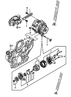  Двигатель Yanmar 4TNV98T-ZXCR, узел -  Генератор 
