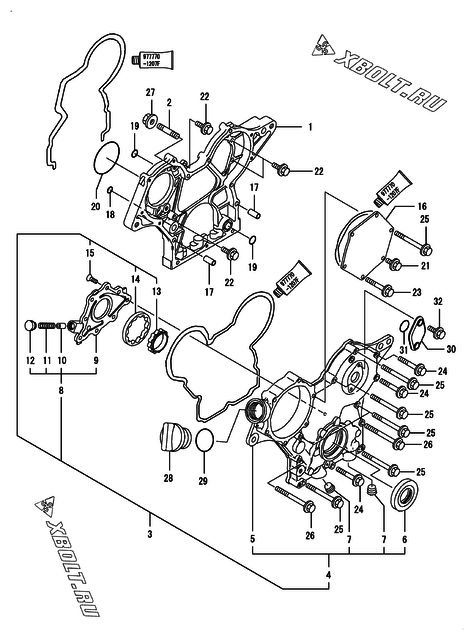  Корпус редуктора двигателя Yanmar 3TNV76-GPGE