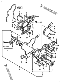  Двигатель Yanmar 3TNV76-GPGE, узел -  Корпус редуктора 