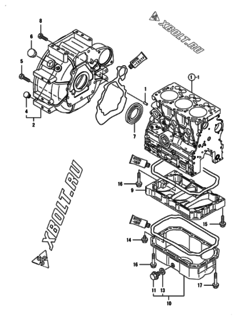  Двигатель Yanmar 3TNV76-GPGE, узел -  Маховик с кожухом и масляным картером 