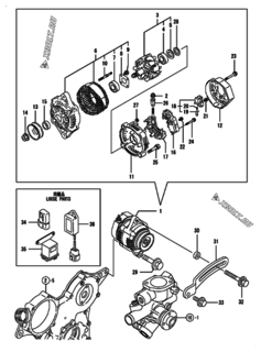  Двигатель Yanmar 3TNV76-GPGE, узел -  Генератор 