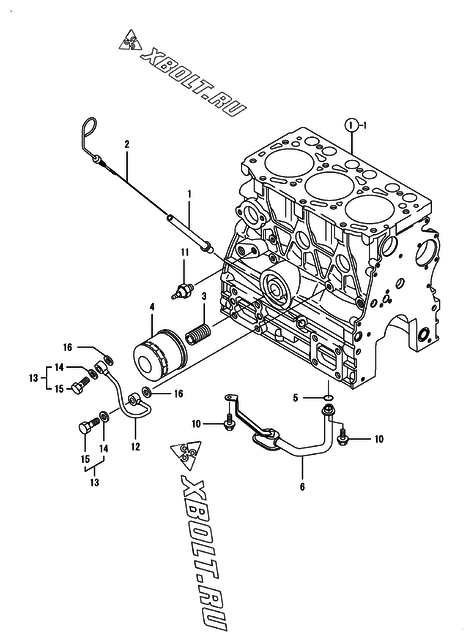  Система смазки двигателя Yanmar 3TNV76-DST