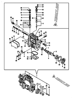  Двигатель Yanmar 3TNV76-DST, узел -  Топливный насос высокого давления (ТНВД) 
