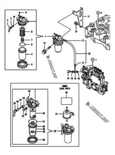  Двигатель Yanmar 3TNV76-DST, узел -  Топливопровод 