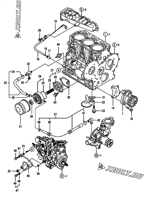  Система смазки двигателя Yanmar 3TNV88-BDST