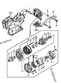  Двигатель Yanmar 3TNV88-BDST, узел -  Генератор 