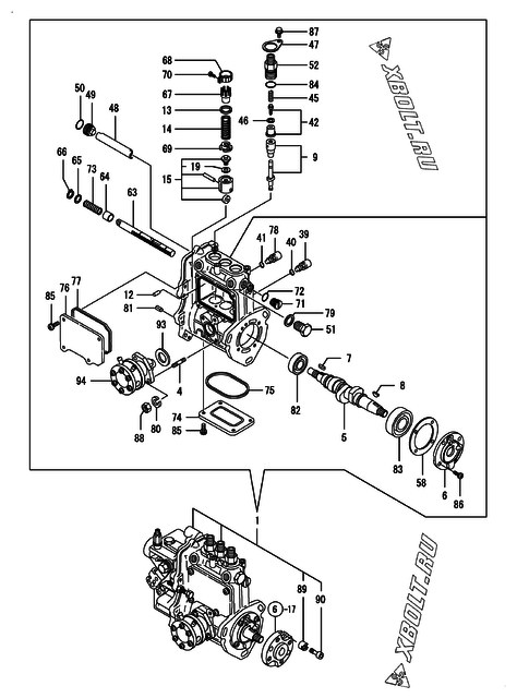  Топливный насос высокого давления (ТНВД) двигателя Yanmar 3TNV70-ACB