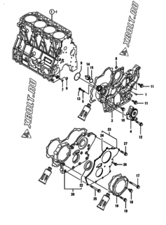  Двигатель Yanmar 4TNV98T-ZSBK, узел -  Корпус редуктора 