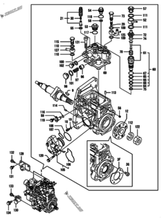  Двигатель Yanmar 4TNV98-VDB24, узел -  Топливный насос высокого давления (ТНВД) 