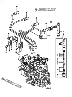  Двигатель Yanmar 4TNV98-VDB24, узел -  Форсунка 