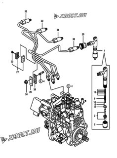  Двигатель Yanmar 4TNV98-ZPLYS, узел -  Форсунка 