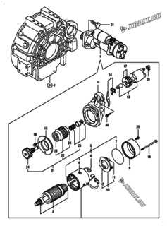  Двигатель Yanmar 4TNV106-GGEA, узел -  Стартер 