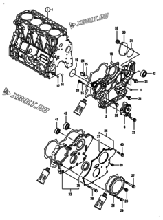 Двигатель Yanmar 4TNV98-ZNFA, узел -  Корпус редуктора 