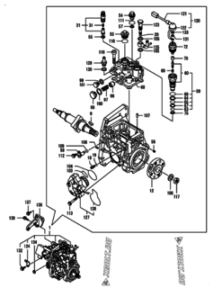  Двигатель Yanmar 4TNV98-ZNFA, узел -  Топливный насос высокого давления (ТНВД) 
