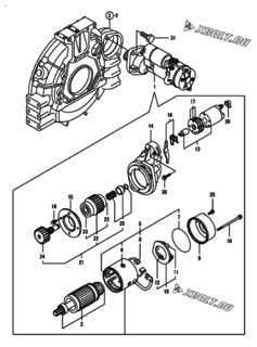  Двигатель Yanmar 4TNV98-ZNFA, узел -  Стартер 